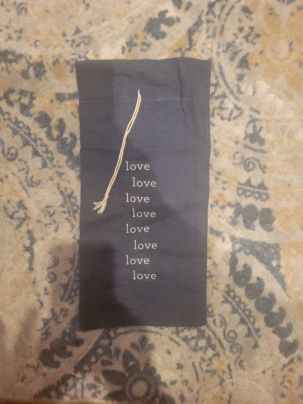 NEW Wine Cloth Bag Navy and White 'Love' Wine Bag